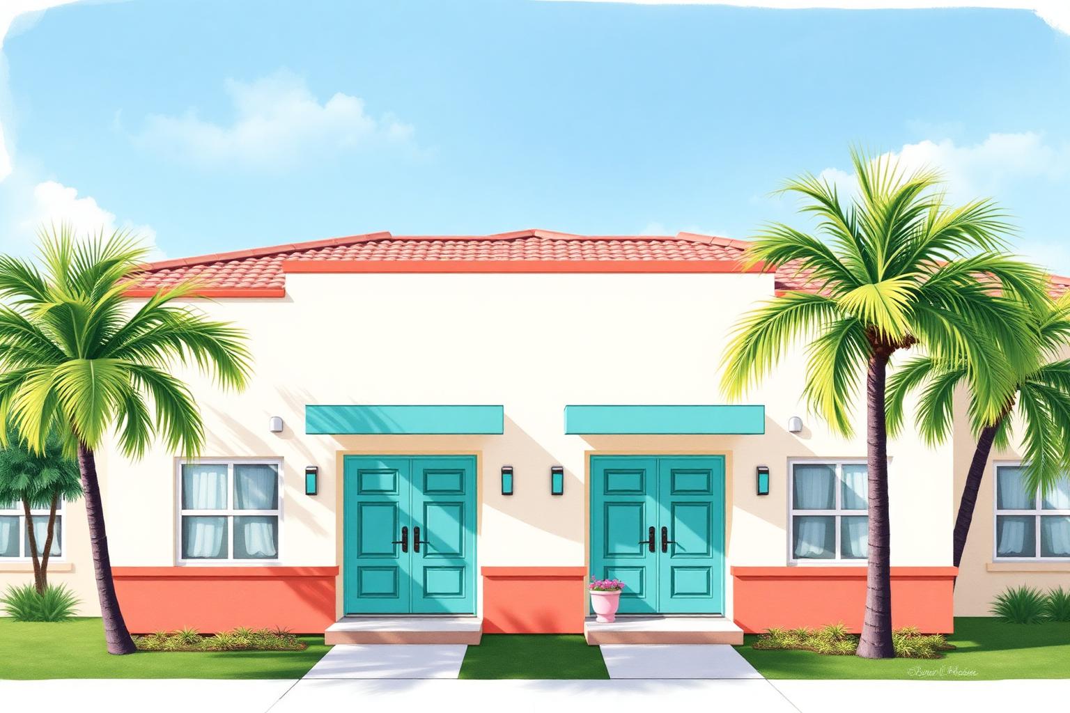 A friendly Central Florida duplex with palm trees — perfect for house hacking